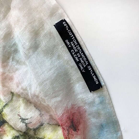 Flower Print Large Cotton Linen Blend Shawl Scarf Wraps 40"x69" - Picture 2 of 11